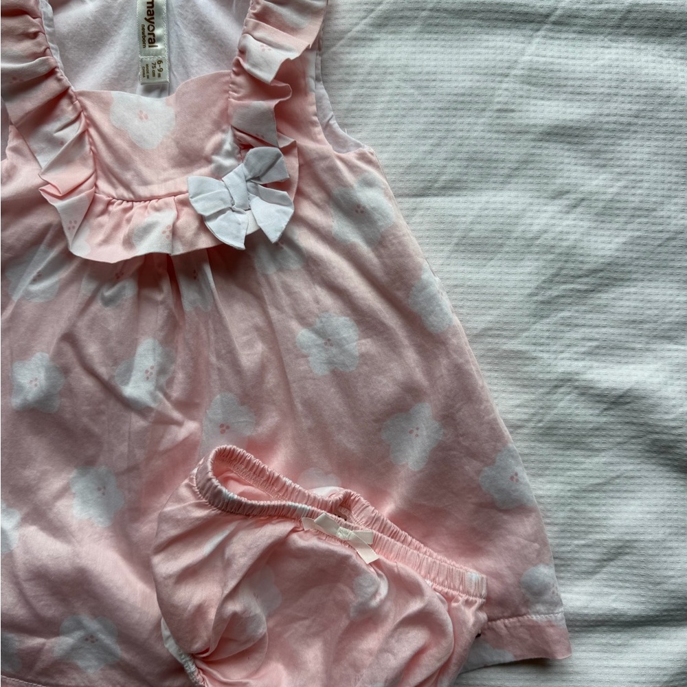 Mayoral Pink and White Floral Diaper Cover Set